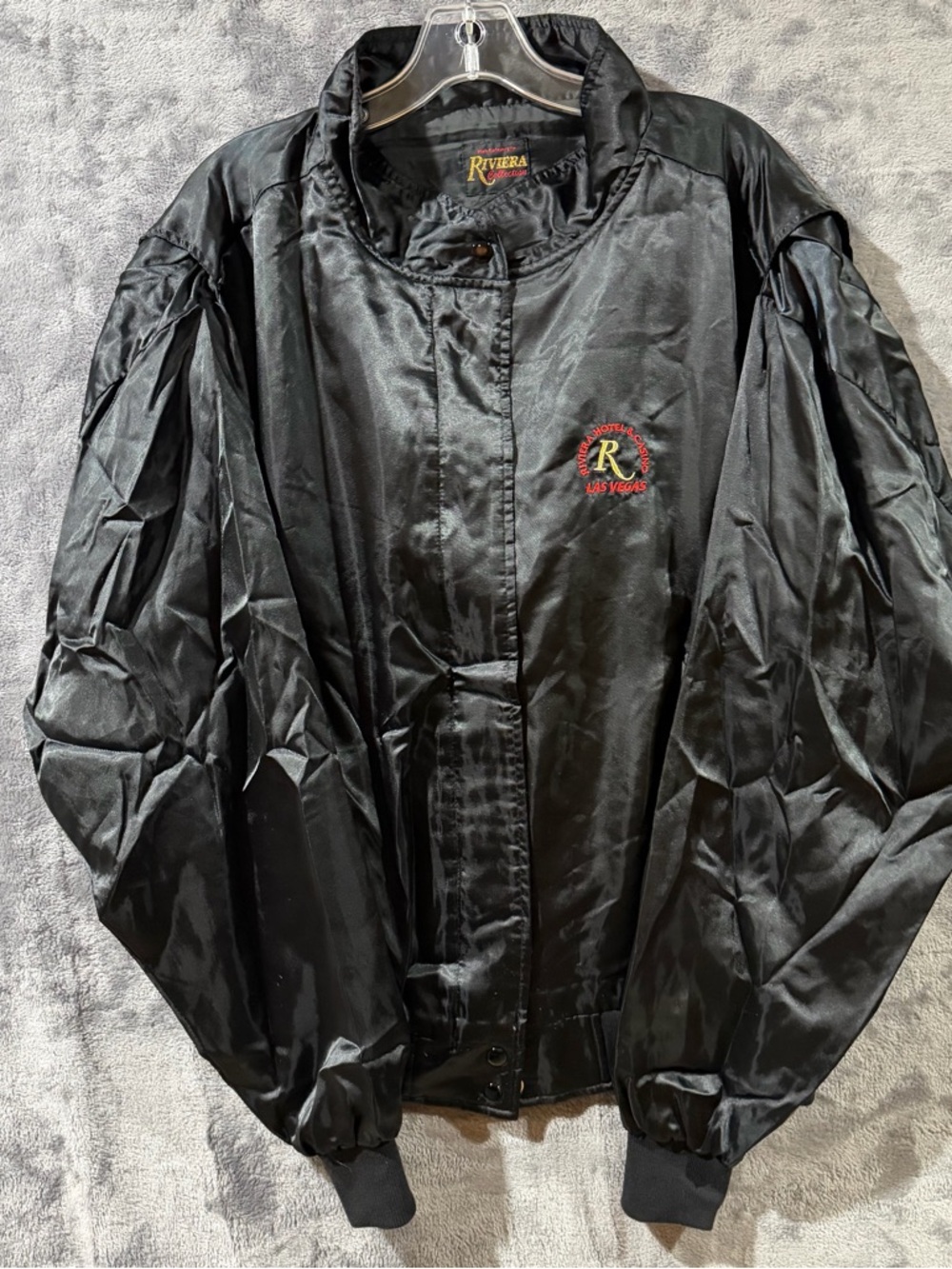 Vintage Casino Hotel Riviera Las Vegas Satin Embroidered Bomber Jacket Men’s XL